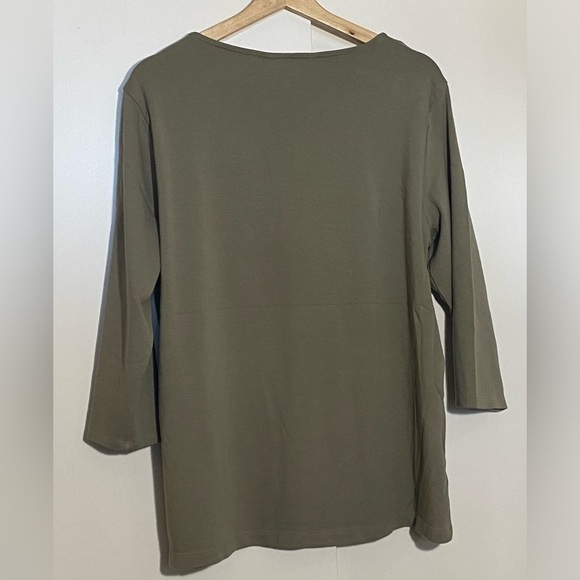 Lauren Ralph Lauren women’s embroidered V Neck 3/4 sleeve  sage green blouse top - Picture 2 of 9